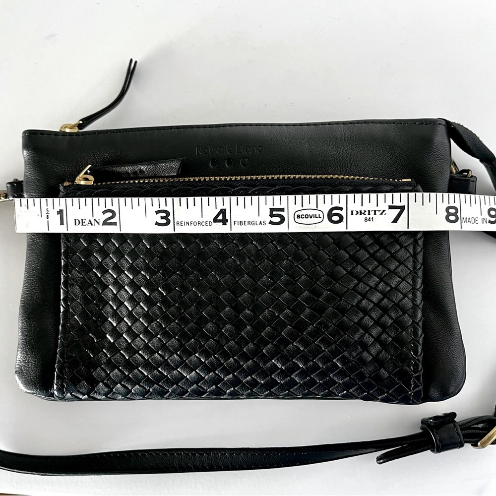 NATHALIE BLANC PARIS French Luxury Black Leather Crossbody Belt Bag New Parisian - Picture 14 of 16
